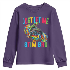 Autistic Dino Rex Driving Monster Truck Youth Sweatshirt Autism Is My Superpower TS02 Purple Print Your Wear