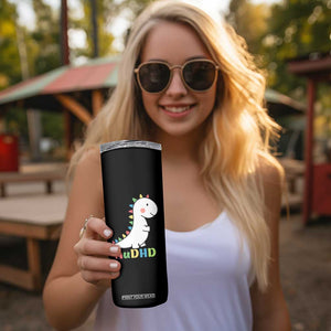 Cute Dinosaur AuDHD Skinny Tumbler ADHD Awareness TS02 Print Your Wear