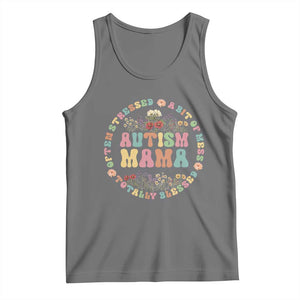 Autism Mama Tank Top Totally Blessed Often Stressed A Bit Of A Mess TS02 Black Heather Print Your Wear