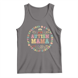 Autism Mama Tank Top Totally Blessed Often Stressed A Bit Of A Mess TS02 Deep Heather Print Your Wear