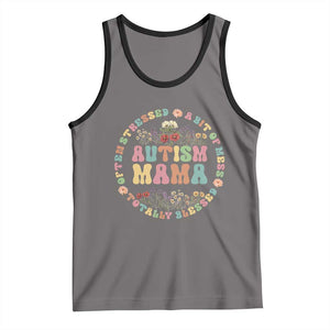 Autism Mama Tank Top Totally Blessed Often Stressed A Bit Of A Mess TS02 Deep Heather Black Print Your Wear