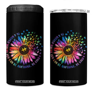 Be Kind Autism Awareness 4 in 1 Can Cooler Tumbler Kindness Sunflower Tie Dye Puzzle TS02 One Size: 16 oz Black Print Your Wear