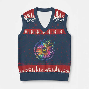Be Kind Autism Awareness V-Neck Knit Sweater Vest Kindness Sunflower Tie Dye Puzzle TS02 Navy Red Print Your Wear