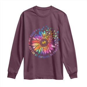 Be Kind Autism Awareness Long Sleeve Shirt Kindness Sunflower Tie Dye Puzzle TS02 Maroon Print Your Wear