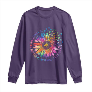 Be Kind Autism Awareness Long Sleeve Shirt Kindness Sunflower Tie Dye Puzzle TS02 Purple Print Your Wear