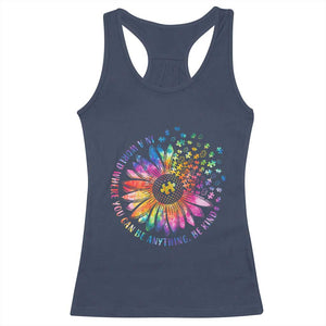 Be Kind Autism Awareness Racerback Tank Top Kindness Sunflower Tie Dye Puzzle TS02 Navy Print Your Wear