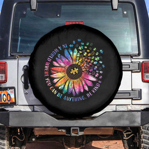 Be Kind Autism Awareness Spare Tire Cover Kindness Sunflower Tie Dye Puzzle TS02 No hole Black Print Your Wear