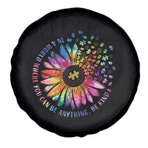 Be Kind Autism Awareness Spare Tire Cover Kindness Sunflower Tie Dye Puzzle TS02 Print Your Wear