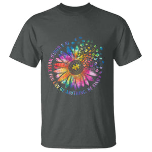 Be Kind Autism Awareness T Shirt Kindness Sunflower Tie Dye Puzzle TS02 Dark Heather Print Your Wear