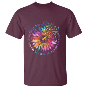 Be Kind Autism Awareness T Shirt Kindness Sunflower Tie Dye Puzzle TS02 Maroon Print Your Wear