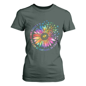 Be Kind Autism Awareness T Shirt For Women Kindness Sunflower Tie Dye Puzzle TS02 Dark Forest Green Print Your Wear