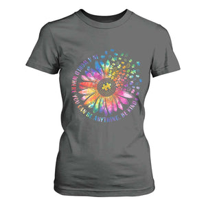 Be Kind Autism Awareness T Shirt For Women Kindness Sunflower Tie Dye Puzzle TS02 Dark Heather Print Your Wear
