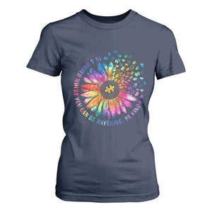 Be Kind Autism Awareness T Shirt For Women Kindness Sunflower Tie Dye Puzzle TS02 Navy Print Your Wear
