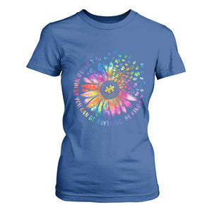 Be Kind Autism Awareness T Shirt For Women Kindness Sunflower Tie Dye Puzzle TS02 Royal Blue Print Your Wear