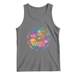 Be Kind Autism Awareness Tank Top Kindness Sunflower Tie Dye Puzzle TS02 Black Heather Print Your Wear