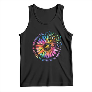 Be Kind Autism Awareness Tank Top Kindness Sunflower Tie Dye Puzzle TS02 Black Print Your Wear