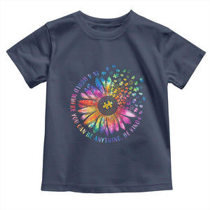 Be Kind Autism Awareness Toddler T Shirt Kindness Sunflower Tie Dye Puzzle TS02 Navy Print Your Wear
