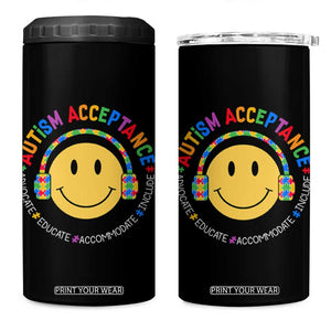 Autism Awareness Acceptance 4 in 1 Can Cooler Tumbler Special Education Teacher Kids TS02 One Size: 16 oz Black Print Your Wear