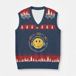 Autism Awareness Acceptance V-Neck Knit Sweater Vest Special Education Teacher Kids TS02 Navy Red Print Your Wear