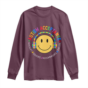 Autism Awareness Acceptance Long Sleeve Shirt Special Education Teacher Kids TS02 Maroon Print Your Wear
