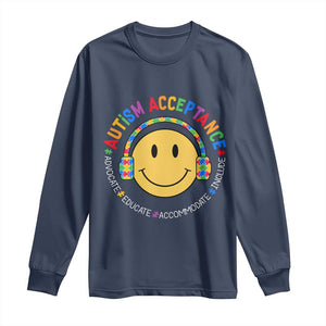 Autism Awareness Acceptance Long Sleeve Shirt Special Education Teacher Kids TS02 Navy Print Your Wear