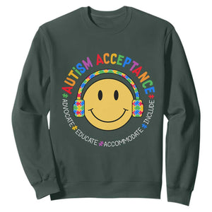 Autism Awareness Acceptance Sweatshirt Special Education Teacher Kids TS02 Dark Forest Green Print Your Wear