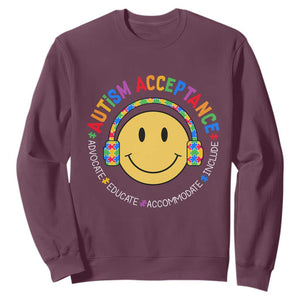 Autism Awareness Acceptance Sweatshirt Special Education Teacher Kids TS02 Maroon Print Your Wear