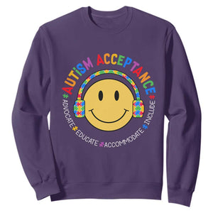 Autism Awareness Acceptance Sweatshirt Special Education Teacher Kids TS02 Purple Print Your Wear