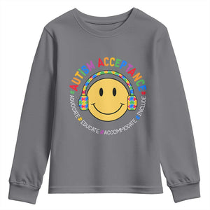Autism Awareness Acceptance Youth Sweatshirt Special Education Teacher Kids TS02 Charcoal Print Your Wear