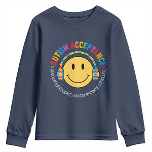 Autism Awareness Acceptance Youth Sweatshirt Special Education Teacher Kids TS02 Navy Print Your Wear