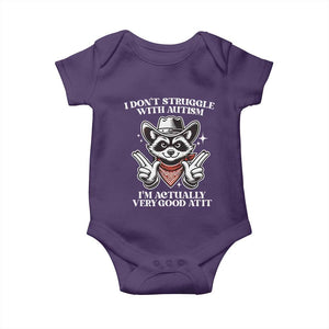 Funny Autistic Raccoon Baby Onesie I Don't Struggle With Autism TS02 Purple Print Your Wear