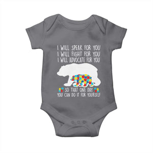Autism Mama Bear Baby Onesie I Will Speak Fight Advocate For You TS02 Charcoal Print Your Wear