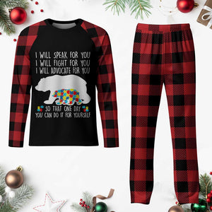 Autism Mama Bear Plaid Pajama Set I Will Speak Fight Advocate For You TS02 Buffalo Plaid Print Your Wear