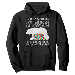 Autism Mama Bear Hoodie I Will Speak Fight Advocate For You TS02 Black Print Your Wear