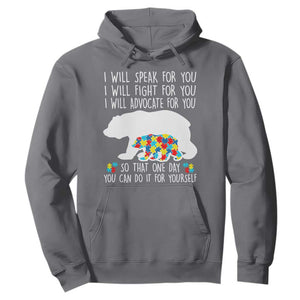 Autism Mama Bear Hoodie I Will Speak Fight Advocate For You TS02 Charcoal Print Your Wear