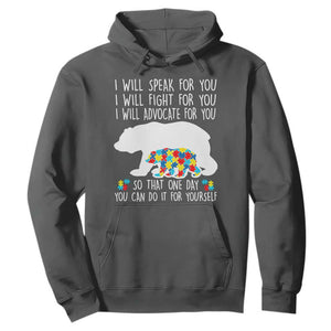 Autism Mama Bear Hoodie I Will Speak Fight Advocate For You TS02 Dark Heather Print Your Wear