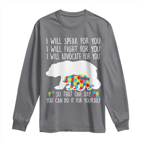 Autism Mama Bear Long Sleeve Shirt I Will Speak Fight Advocate For You TS02 Charcoal Print Your Wear