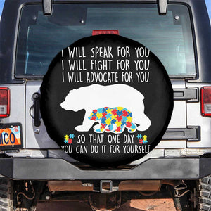Autism Mama Bear Spare Tire Cover I Will Speak Fight Advocate For You TS02 No hole Black Print Your Wear