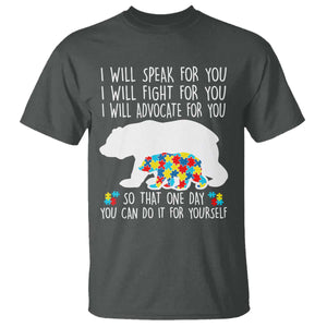 Autism Mama Bear T Shirt I Will Speak Fight Advocate For You TS02 Dark Heather Print Your Wear