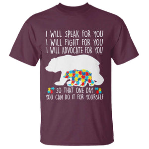 Autism Mama Bear T Shirt I Will Speak Fight Advocate For You TS02 Maroon Print Your Wear