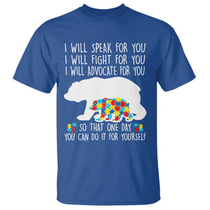 Autism Mama Bear T Shirt I Will Speak Fight Advocate For You TS02 Royal Blue Print Your Wear
