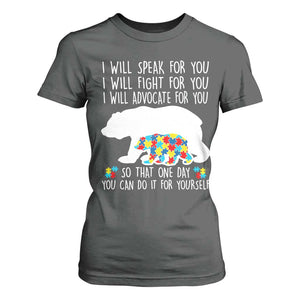 Autism Mama Bear T Shirt For Women I Will Speak Fight Advocate For You TS02 Dark Heather Print Your Wear