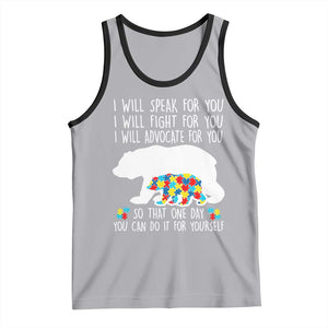Autism Mama Bear Tank Top I Will Speak Fight Advocate For You TS02 Athletic Heather Black Print Your Wear