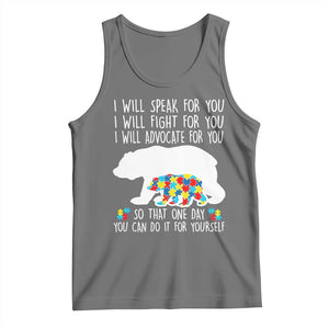 Autism Mama Bear Tank Top I Will Speak Fight Advocate For You TS02 Black Heather Print Your Wear