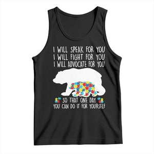 Autism Mama Bear Tank Top I Will Speak Fight Advocate For You TS02 Black Print Your Wear