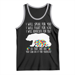 Autism Mama Bear Tank Top I Will Speak Fight Advocate For You TS02 Black Athletic Heather Print Your Wear