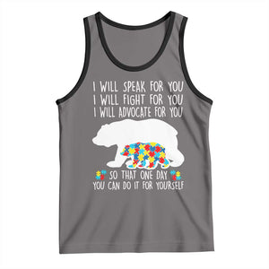 Autism Mama Bear Tank Top I Will Speak Fight Advocate For You TS02 Deep Heather Black Print Your Wear