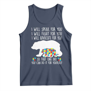 Autism Mama Bear Tank Top I Will Speak Fight Advocate For You TS02 Navy Print Your Wear