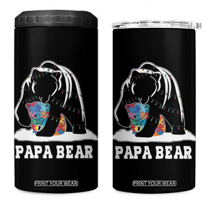 Autism Papa Bear 4 in 1 Can Cooler Tumbler Support Autistic Matching Family Dad TS02 One Size: 16 oz Black Print Your Wear