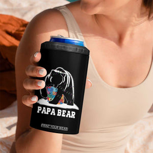 Autism Papa Bear 4 in 1 Can Cooler Tumbler Support Autistic Matching Family Dad TS02 Print Your Wear